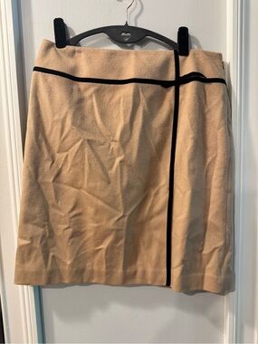 LOFT Beige Mini Skirt with Black Piping